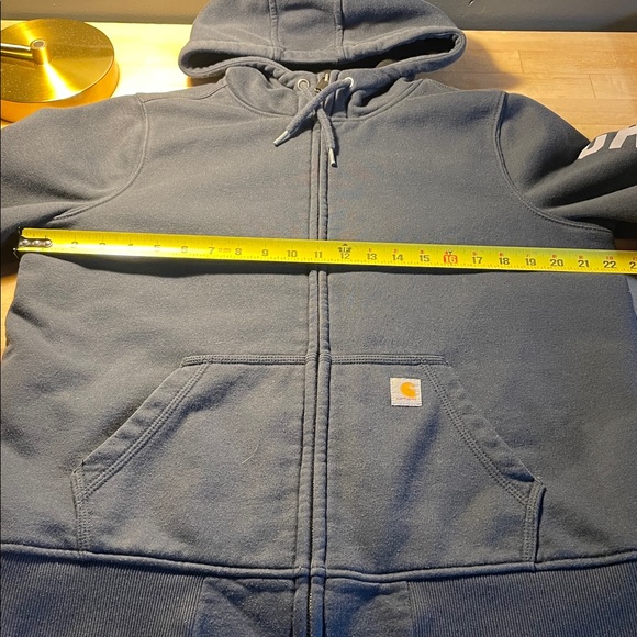 Carhartt Navy Zip Up Fleece Lined Hoodie Sweatshirt - Picture 5 of 7